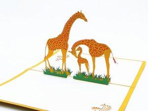 儿童贺卡可爱动物长颈鹿3d立体贺卡手工纸雕生日贺卡小卡片定制