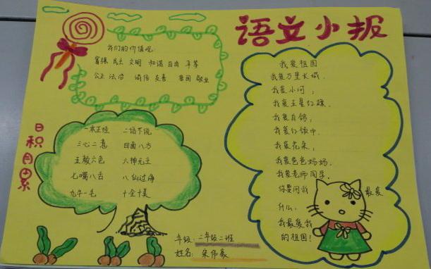 漂亮的二年级语文手抄报怎么写有关小学生二年级语文手抄报图片二年级