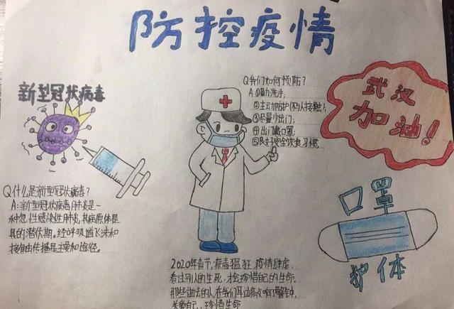 抗击疫情和政一中学生手抄报为武汉加油             疫情防护手