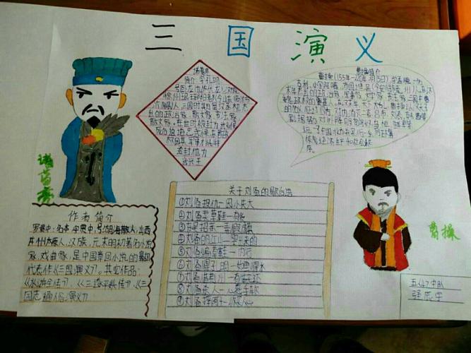 东风小学五年级四班同学三国演义手抄报