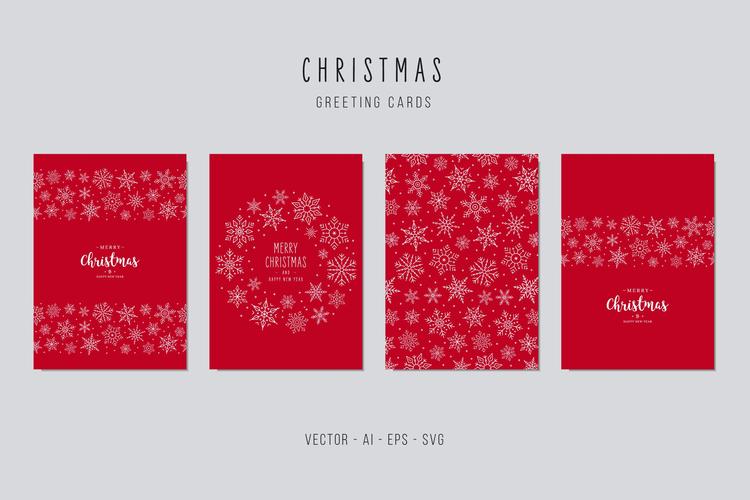 手绘圣诞节贺卡创意雪花矢量设计模板集v2 christmas greeting vector