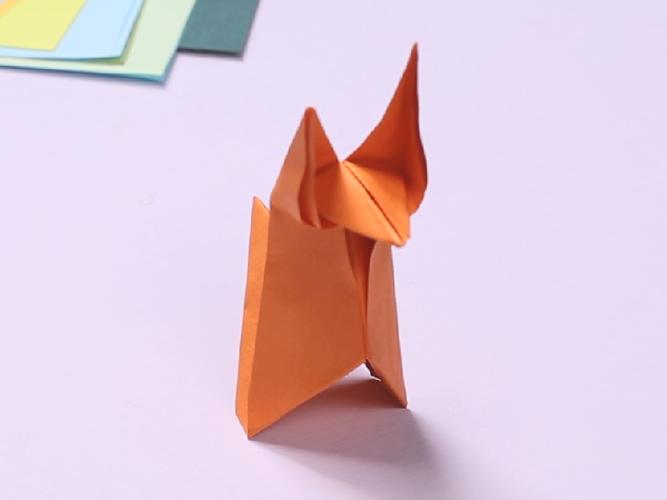 0128  来源百度经验-折纸小狐狸轻松好学 4折纸狐狸头的制作方法