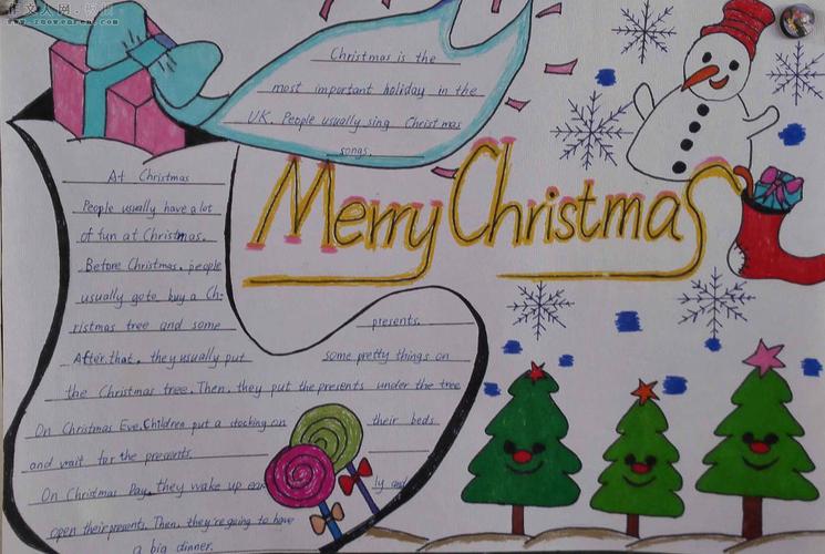 2021圣诞节英语手抄报merry christmas手抄报图片简单又漂亮作文人