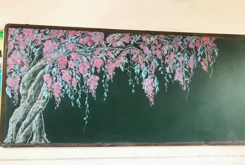 桃树黑板画图片