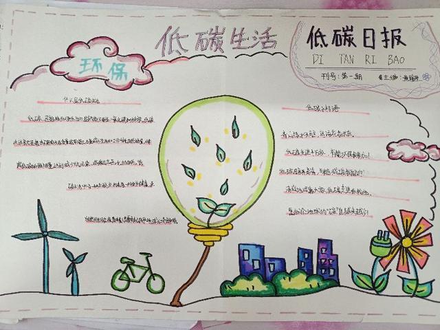 汉川市华严农场中学举行倡导低碳生活手抄报活动