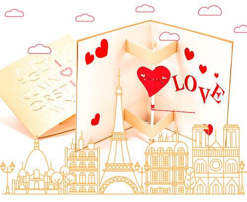 情人节贺卡浪漫520心动文艺表白送女友韩国创意爱心形立体小卡片