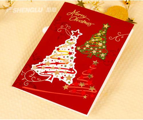 贺卡女生装饰纸盒零钱包正方形手工卡片纸圣诞卡片儿童留言卡包装盒