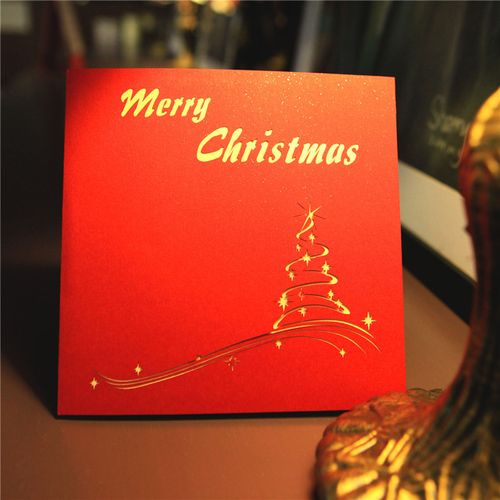 3件包邮圣诞节3d立体贺卡圣诞树小鹿diy祝福贺卡礼品纪念卡片