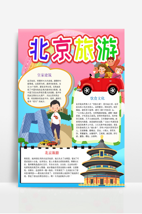 卡通北京旅游小报手抄报模板