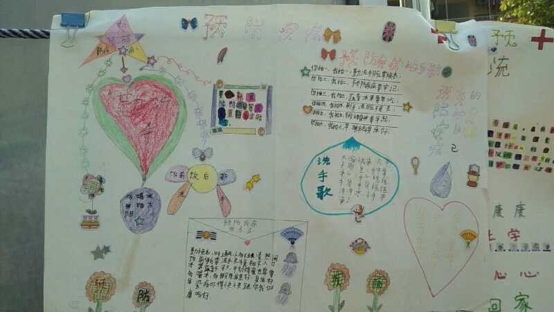 临高县武莲双语学校预防春季流感从我做起学生手抄报作品展