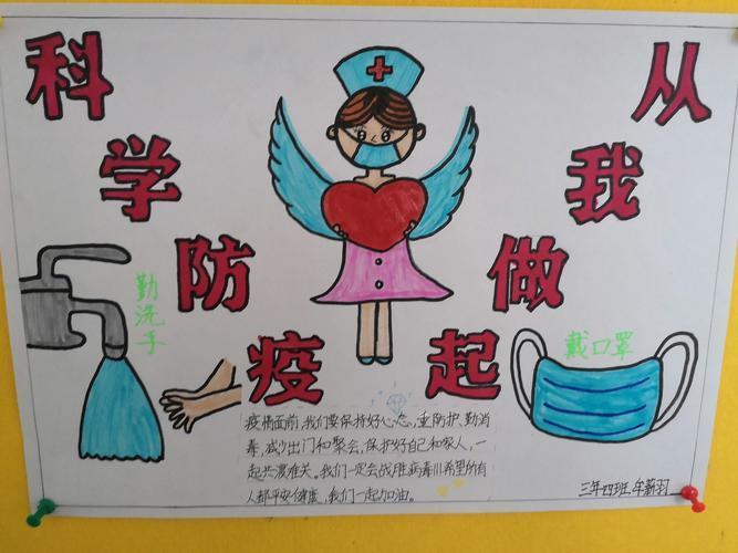 位置艺考-儿童画-儿童画资源-儿童号-手抄报模板大全-关于防控小手拉
