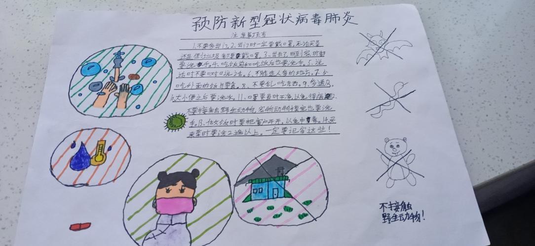 榆林市第四小学二年级一班牛思博同学亲自绘制了手抄报新型冠状病毒