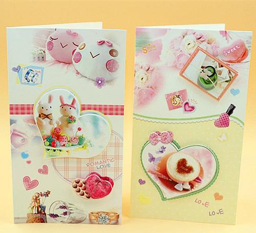 热销韩国创意 立体情人节贺卡批发 特价可爱含内页卡片厂家直销
