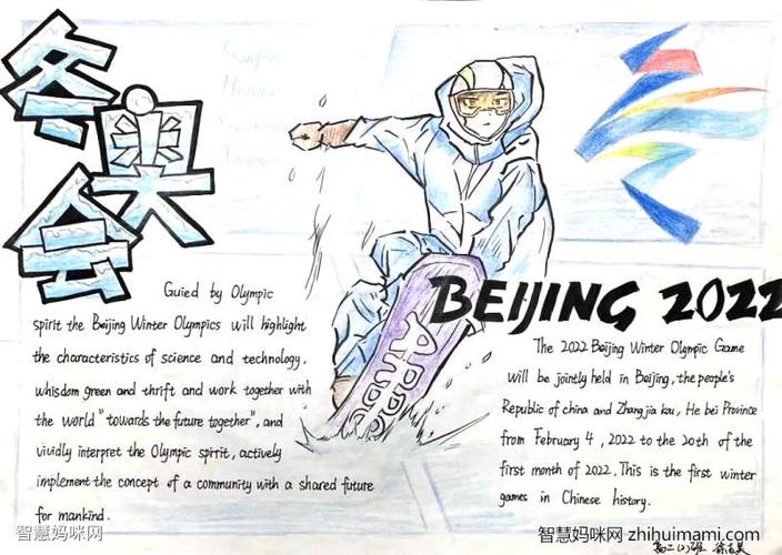 2022北京冬奥会英语手抄报绘画10张-图52022北京冬奥会英语手抄报
