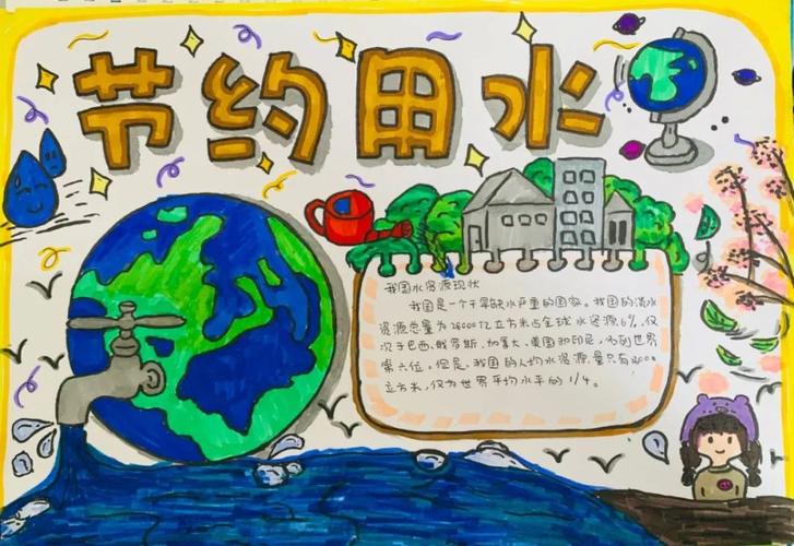 惠州光正举办了节约用水主题手抄报海报绘画宣传活动 各年级学生