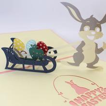 创意3d立体贺卡剪纸手工diy复活节兔子彩蛋外国节日祝福卡定制厂