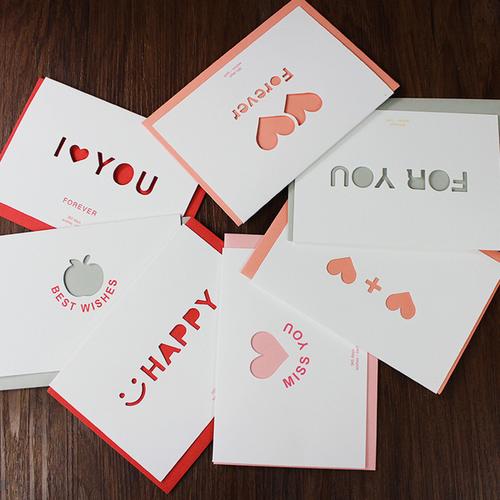 带信封礼物卡 生日商用爱情表白节日通用贺卡祝福卡 创意镂空贺卡