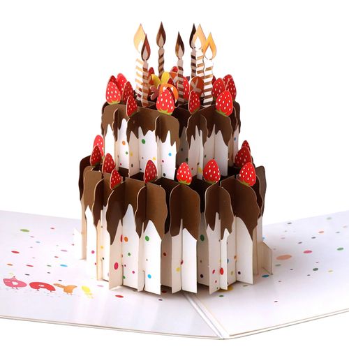 立体生日贺卡 韩国创意3d蛋糕代手写字小卡片diy儿童手工高档定制