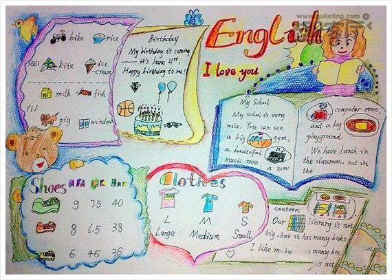 五年级英语手抄报作品图片.小学五年级简单的英语手抄报图片.