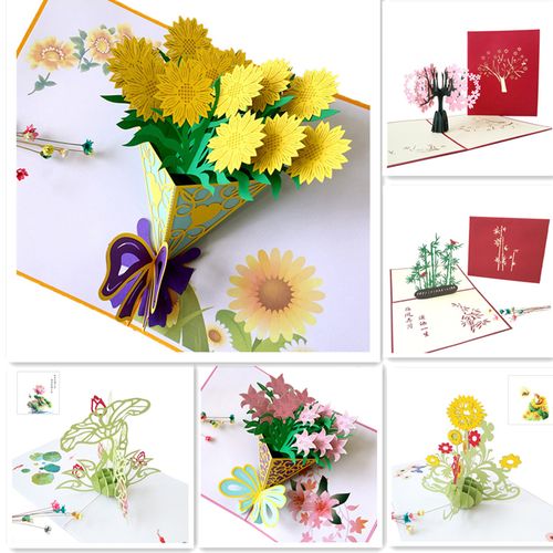 立体鲜花母亲节贺卡 感恩朋友创意立体花束送朋友 生日贺卡定制
