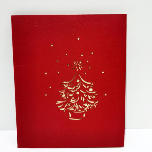 立体圣诞树贺卡手工纸雕圣诞立体创意纸雕镂空节日祝福卡贺卡