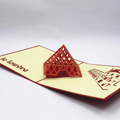 卢浮宫 进口手工立体商务韩国创意定制diy教师节新年建筑贺卡片