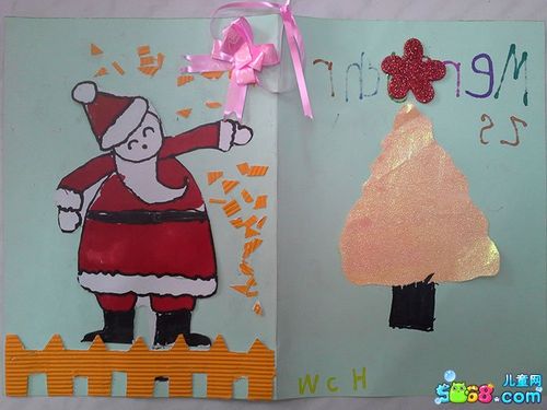 圣诞剪纸图案大全-圣诞老人贺卡 - 5068儿童网