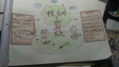 十年树木百年树人北段小学三年级植树节手抄报