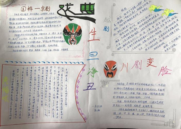 中国传统文化戏曲手抄报图片5p手抄报图片简单又漂亮作文人网 板报