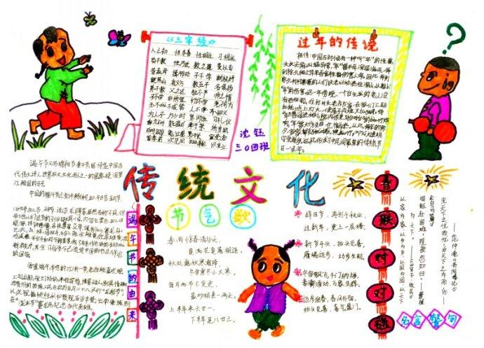 小学生三年级传统文化手抄报资料 传统文化手抄报三年级