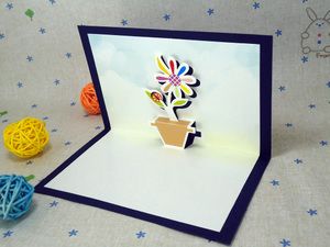 创意万用祝福贺卡立体贺卡温馨卡片植物贺卡折叠卡盆花l1