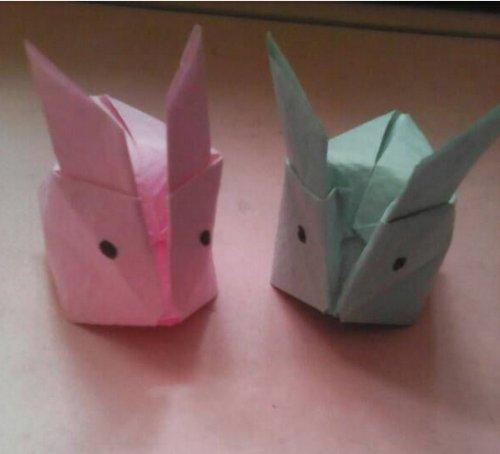 折纸兔子的折法图解-超可爱的气球小兔2