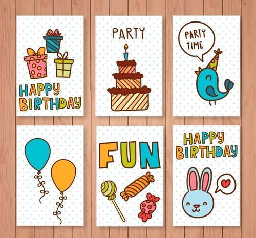 生日派对卡片广告素材搜图中国提供独家原创简约扁平生日派对贺卡h5