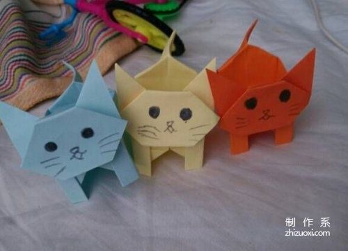 折纸猫咪制作图解 手工折纸大全-蒲城教育文学网