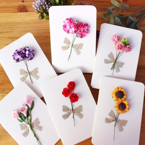 母亲节感恩卡片 送老师礼物 材料包 diy 韩国创意折叠贺卡手工花朵