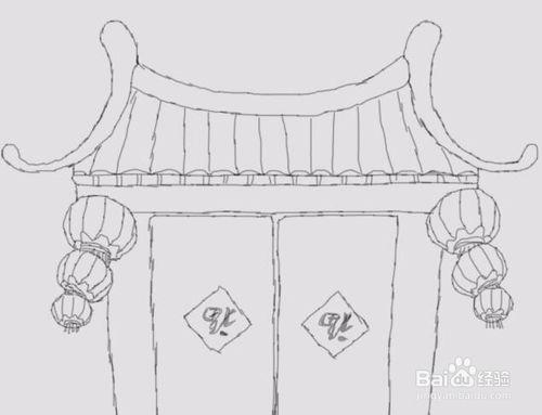 春节大门的手绘简笔画小房子简笔画教程没想到这么简单恭王府建筑的简