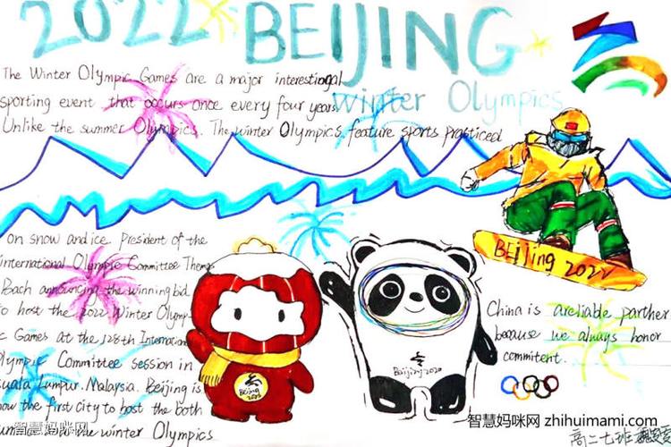 2022北京冬奥会英语手抄报绘画10张-图72022北京冬奥会英语手抄报