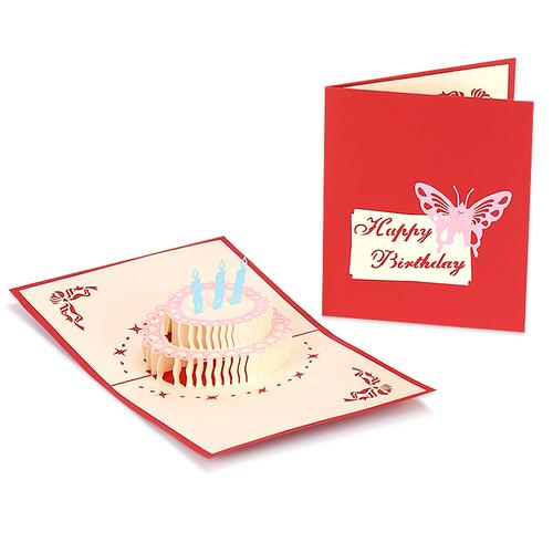创意生日礼物送男女朋友生日礼物贺卡3d立体生日蛋糕贺卡定制批发