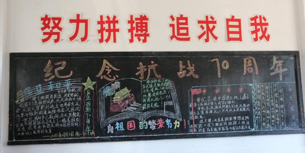 中国抗日战争胜利72周年黑板报图片欣赏        中国抗日战争胜利