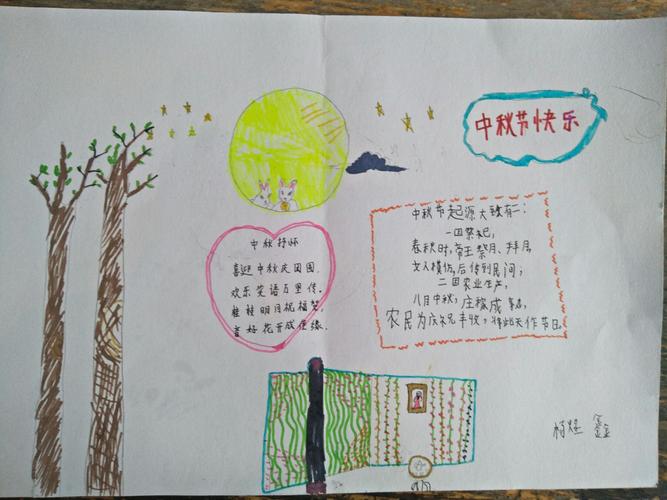 东杨小学二年级中秋节快乐手抄报展示