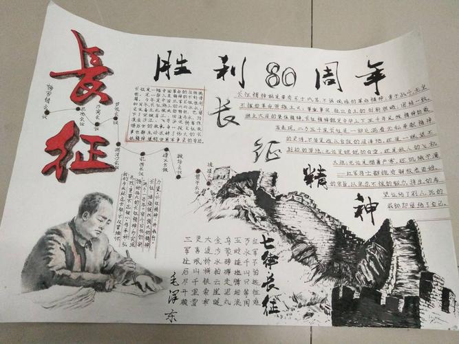 晓宇带领学生会成员对纪念红军长征胜利80周年的手抄报做出认真评选