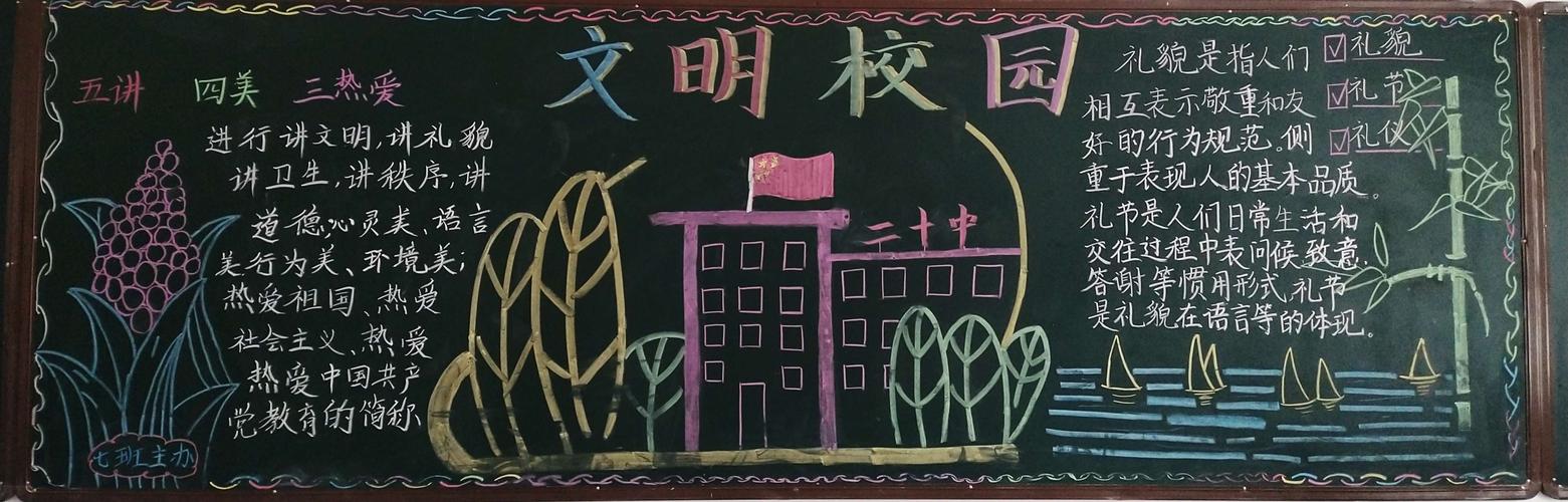 实验中学西校区二十中文明礼貌月系列活动之黑板报展评