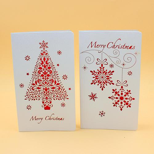 圣诞节镂空香味卡片中国风高档白色立体雕刻祝福贺卡对折式含信封