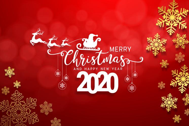 2020年金色雪花圣诞雪橇贺卡矢量素材矢量节日懒人图库