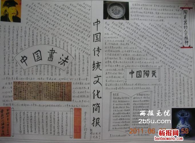 传统文化手抄报书法陶瓷