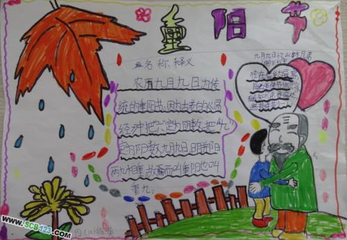 重阳节的画简单又好看四年级手抄报 重阳节的手抄报