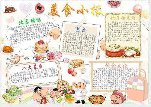 中华美食小报厨师手抄报厨艺文化美食小报