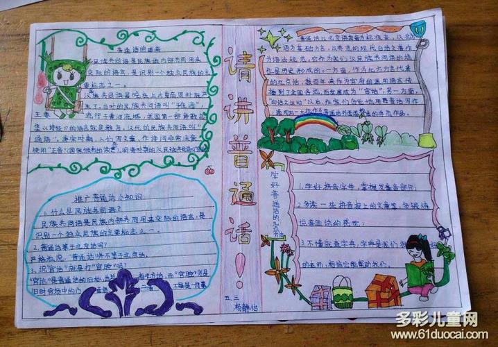 小学生手抄报讲普通话用文明语言要求图文