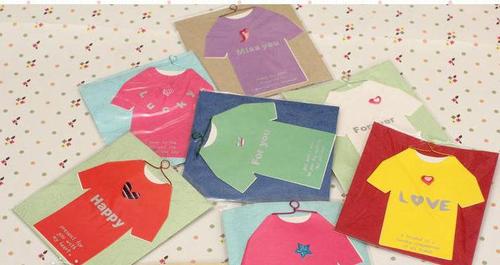 高清韩国文具 创意衣服造型友情祝福卡100张 节日卡 贺卡 信封