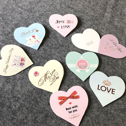 韩国创意心形爱心小卡片生日祝福留言通用贺卡鲜花插花专用卡纸片